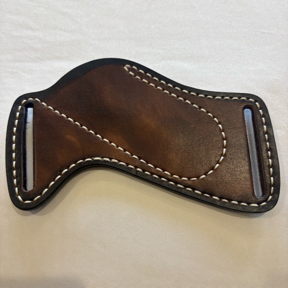Brown Leather Folding Knife Sheath for Belts - Picture 5 of 6